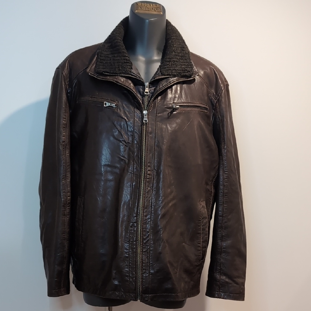 Sly & Co Brown Leather Jacket 2xl